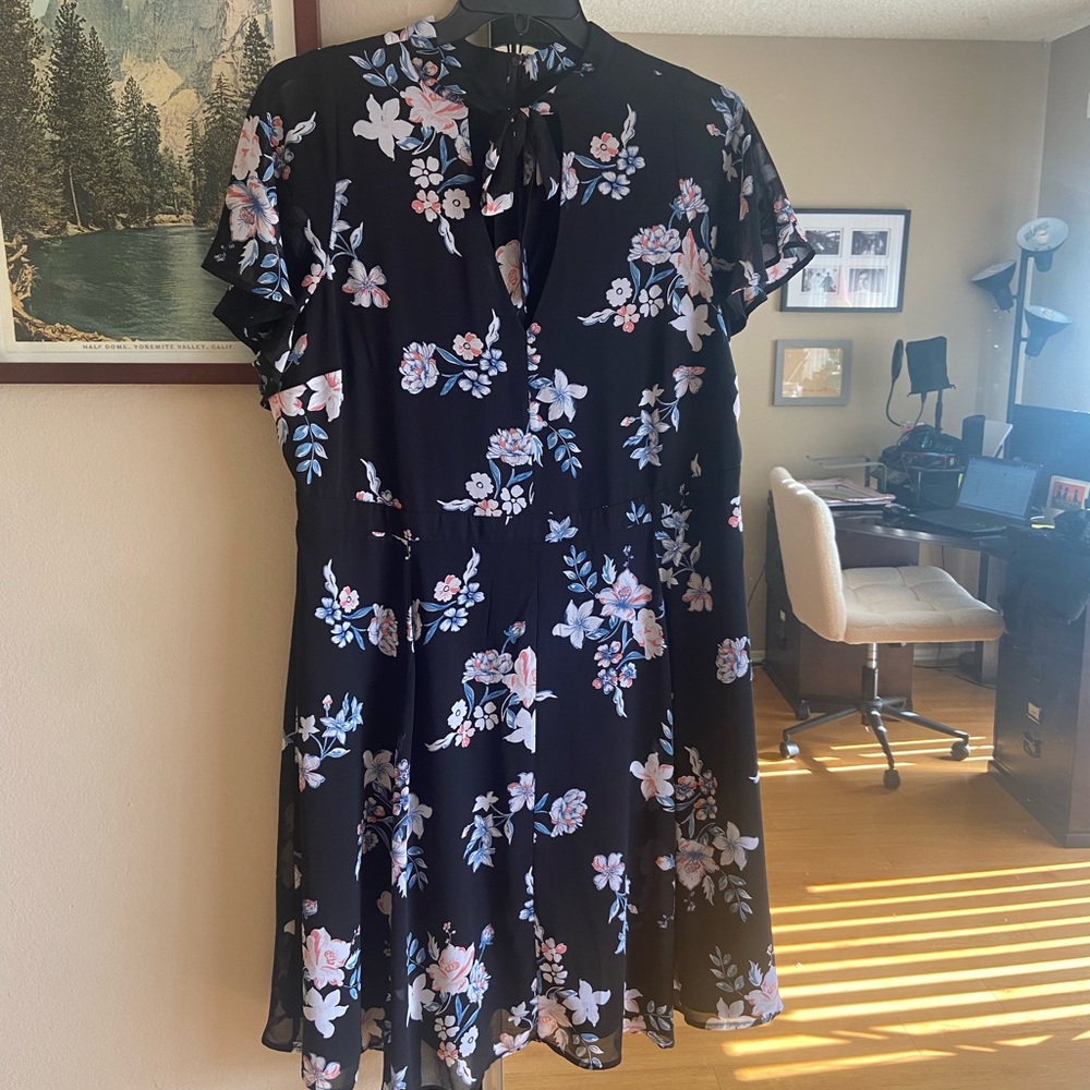Torrid Black Floral Mini Dress - size 14